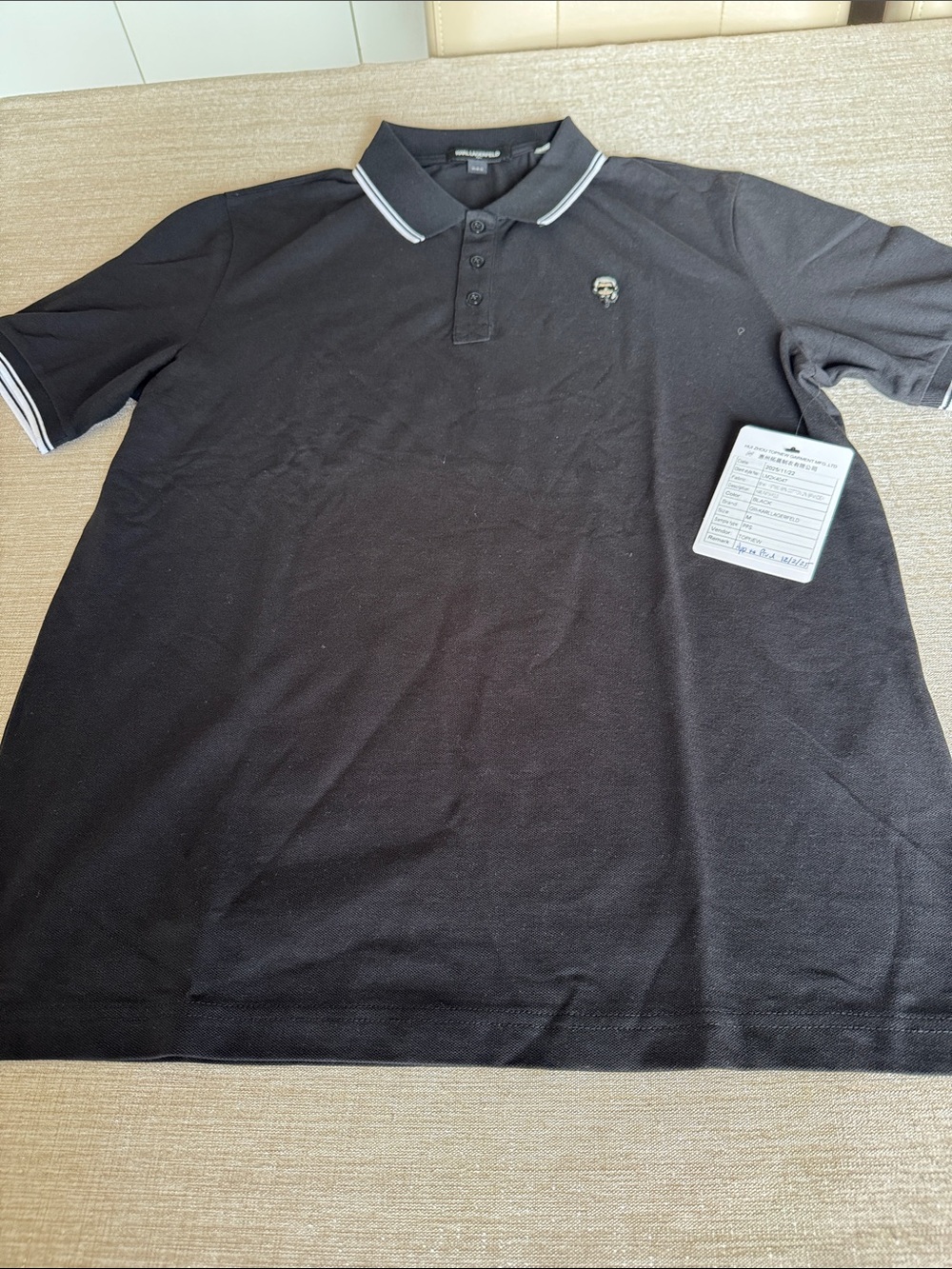 Karl Lagerfeld-Men’s M/NWT(Sample) Black Polo w/White Trim